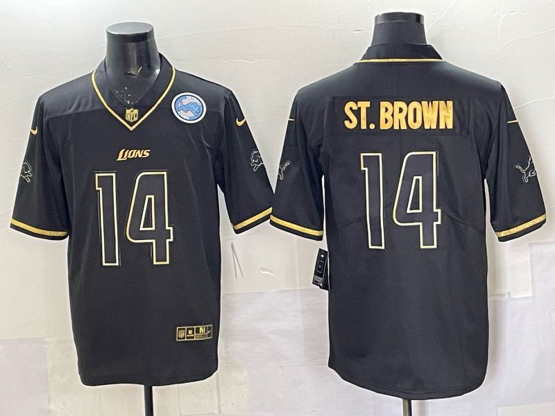 Men 2025 Detroit Lions Nike #14 St.brown Black Limited NFL Jersey 003
